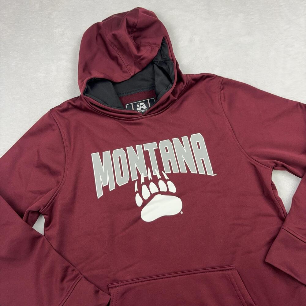Montana Grizzlies J America Pullover Hooded Sweatshirt Youth XL Red Football